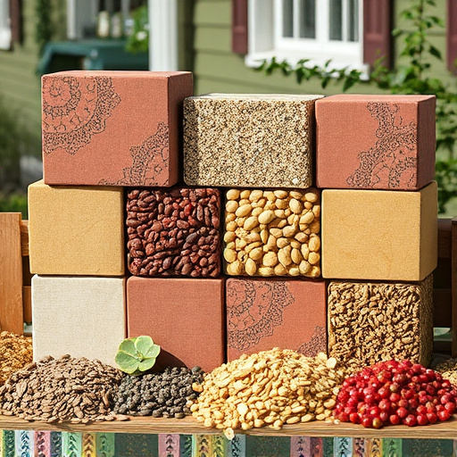 Suet blocks and seed mix displayed