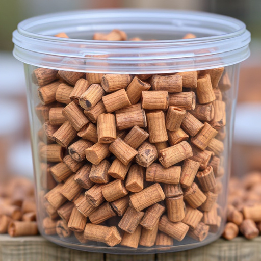 Suet pellets in clear storage container
