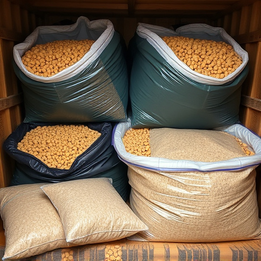 Suet pellets in large storage bags