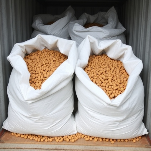 Suet pellets in large storage bags