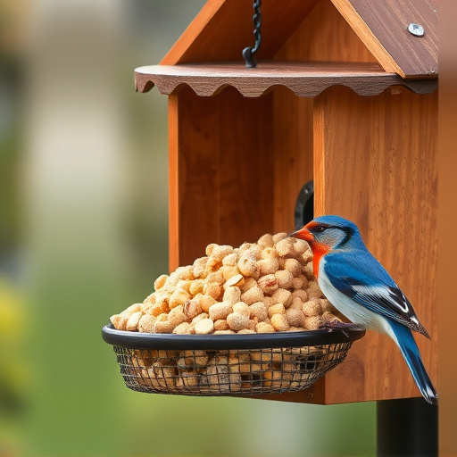 Suet pellets poured into bird feeder