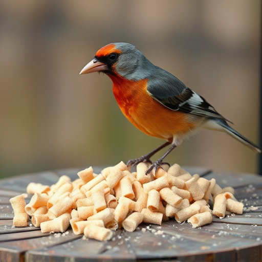 Suet pellets scattered on bird table