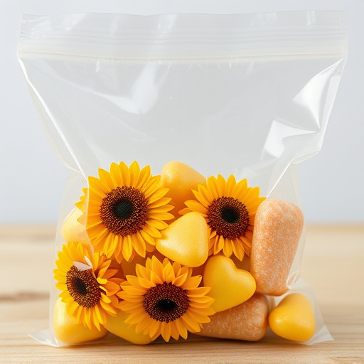 Sunflower hearts in clear plastic bag