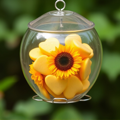 Sunflower hearts in clear plastic bird feeder