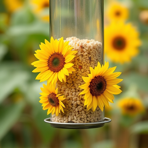 Sunflower hearts in hanging seed feeder
