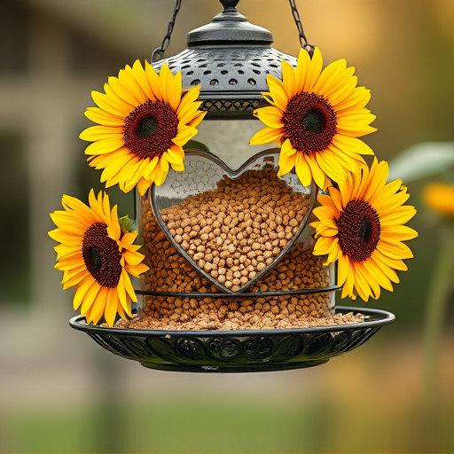 Sunflower hearts in hanging seed feeder