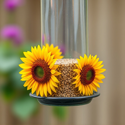 Sunflower hearts in hanging seed feeder