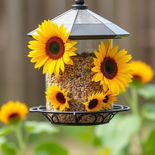 Sunflower hearts in hanging seed feeder