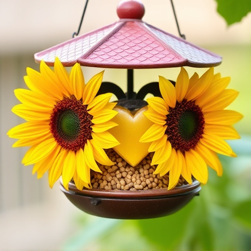 Sunflower hearts in hanging seed feeder