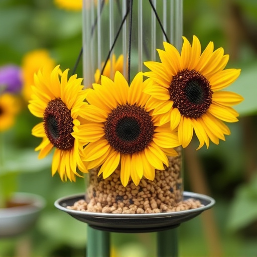 Sunflower hearts in hanging seed feeder