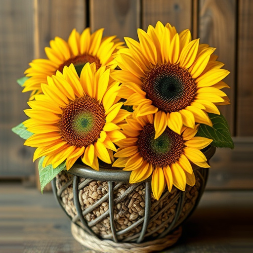 Sunflower hearts in rustic seed container