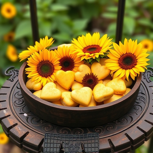 Sunflower hearts poured into bird table tray