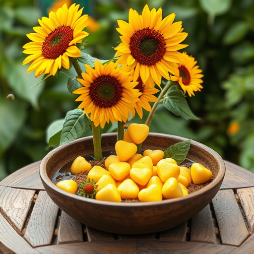 Sunflower hearts poured into bird table tray