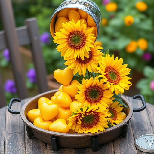 Sunflower hearts poured into bird table tray