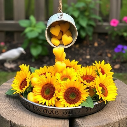 Sunflower hearts poured into bird table tray