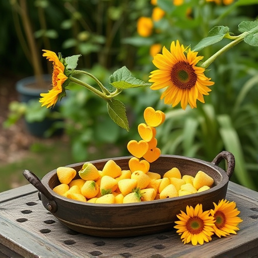 Sunflower hearts poured into bird table tray