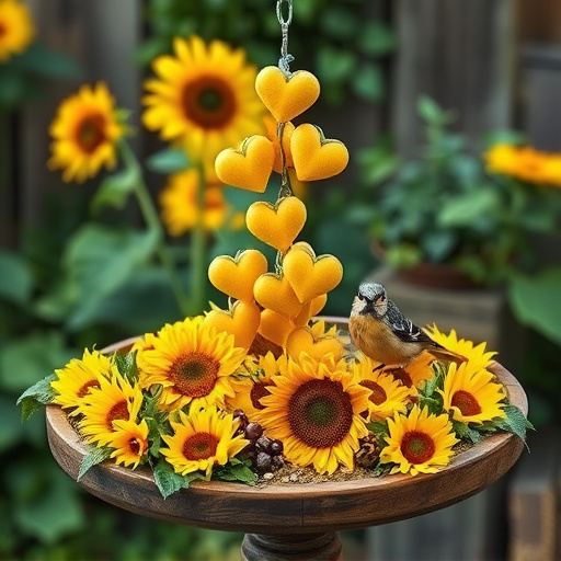 Sunflower hearts poured into bird table tray