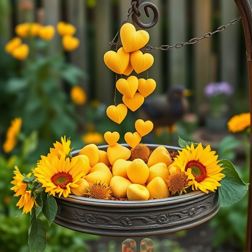 Sunflower hearts poured into bird table tray
