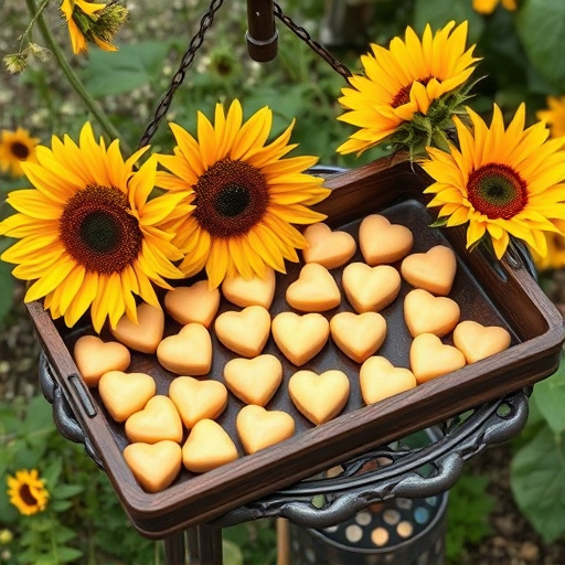 Sunflower hearts poured into bird table tray