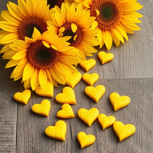 Sunflower hearts spilling onto wooden surface