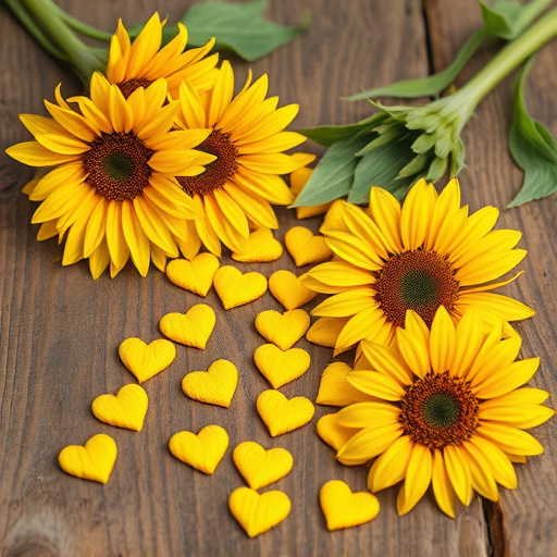 Sunflower hearts spilling onto wooden surface