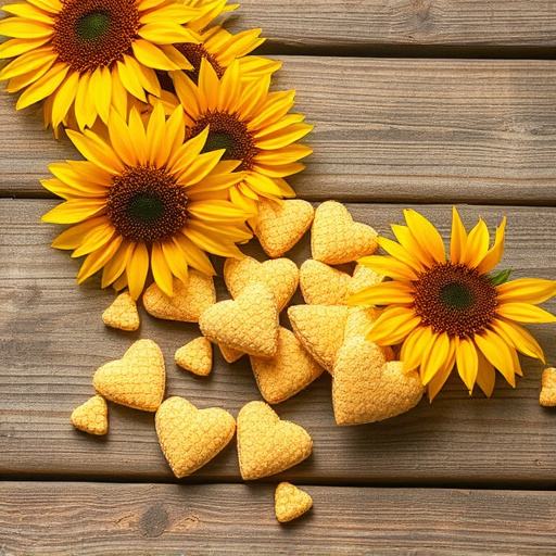 Sunflower hearts spilling onto wooden surface