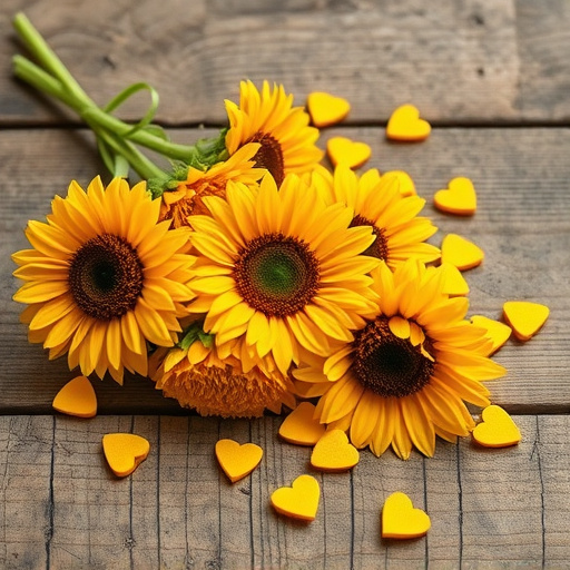 Sunflower hearts spilling onto wooden surface