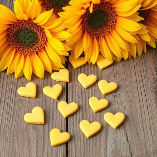 Sunflower hearts spilling onto wooden surface