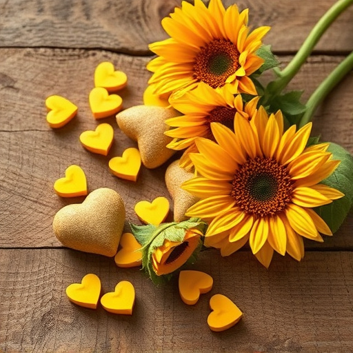 Sunflower hearts spilling onto wooden surface