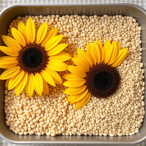 Sunflower seeds and millet in tray