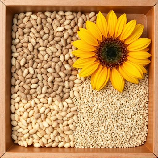 Sunflower seeds and millet in tray