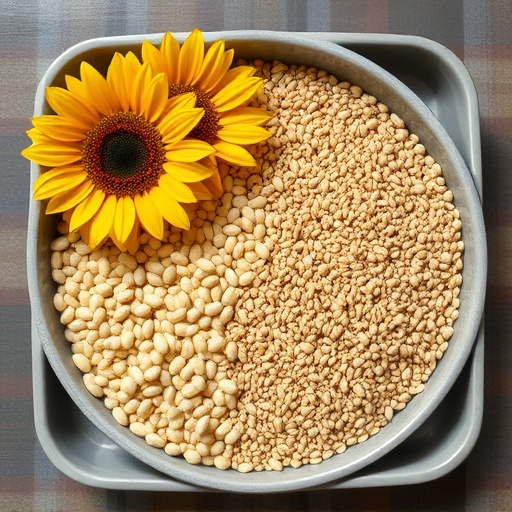 Sunflower seeds and millet in tray