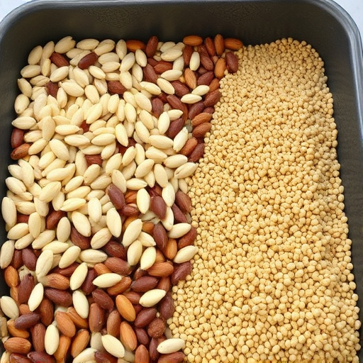 Sunflower seeds and millet in tray
