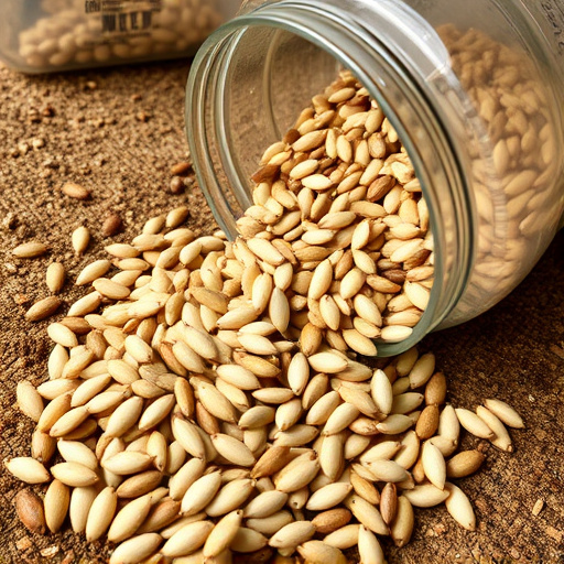 Sunflower seeds spilling from container