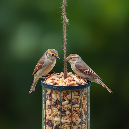 Tiny birds enjoying fresh seed mixture