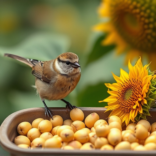 Tits feeding from tray of sunflower hearts