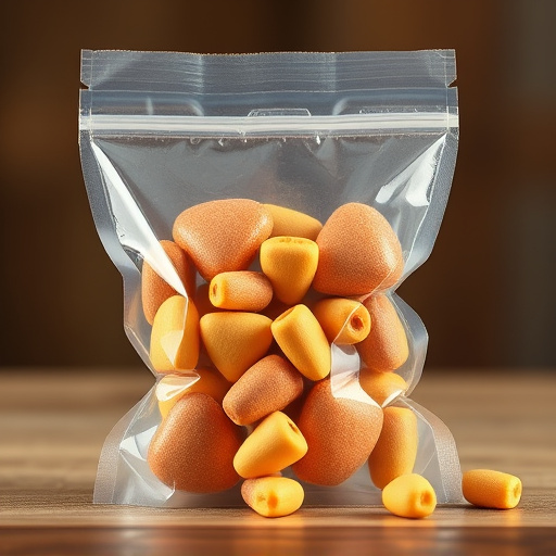 Transparent pouch of sunflower hearts seeds