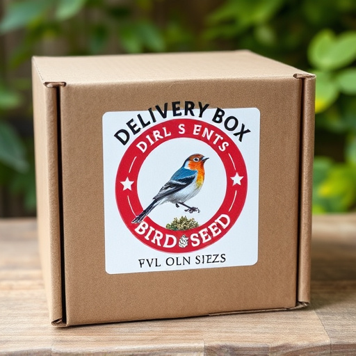 UK delivery box with bird seed label
