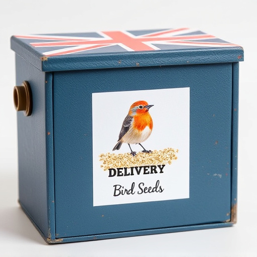 UK delivery box with bird seed label