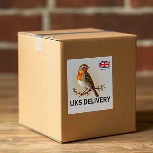 UK delivery box with bird seed label