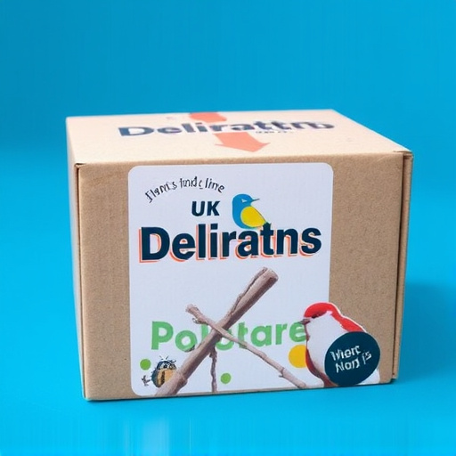 UK delivery box with bird seed label