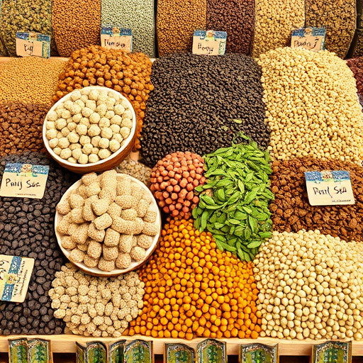 Variety of seeds in bulk display