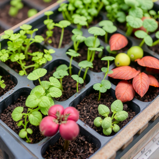 Variety of seeds in garden tray