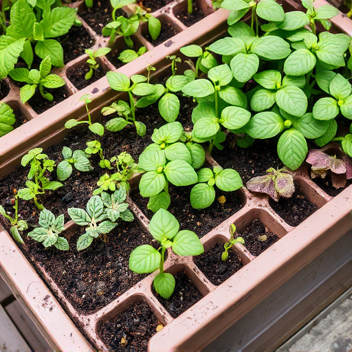 Variety of seeds in garden tray