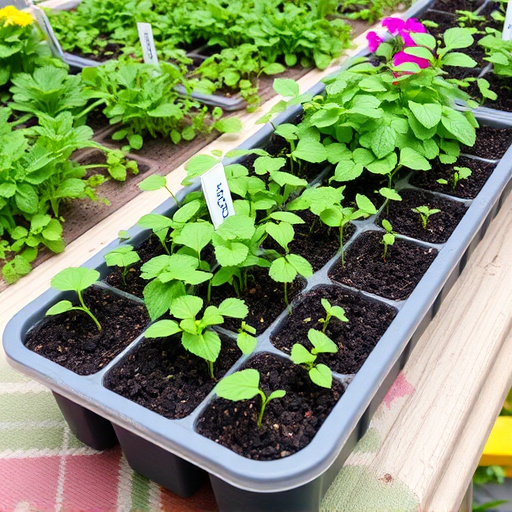 Variety of seeds in garden tray