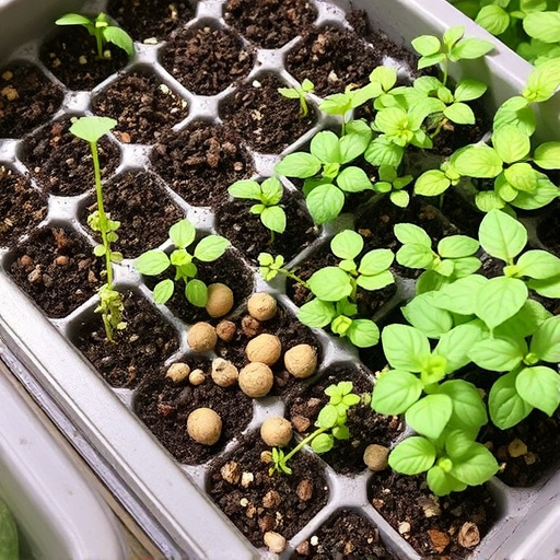 Variety of seeds in garden tray