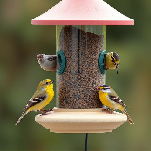 Variety of small birds at feeder