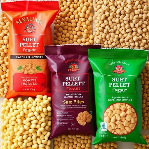 Variety of suet pellet flavours displayed
