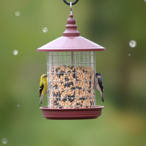 Weatherproof feeder protecting bird seed