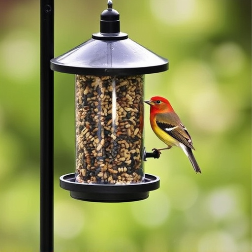 Weatherproof feeder protecting bird seed